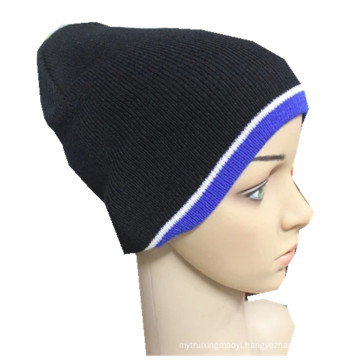 Manufacturer of Custom Plain Black Acrylic Winter Snow Sports Daily Slouchy Beanie Cap Warm Hat